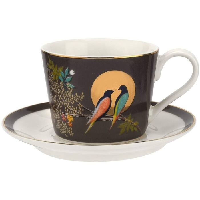 Portmeirion Sara Miller London Chelsea Set of 4 Espresso Cups and Saucers - 4 oz