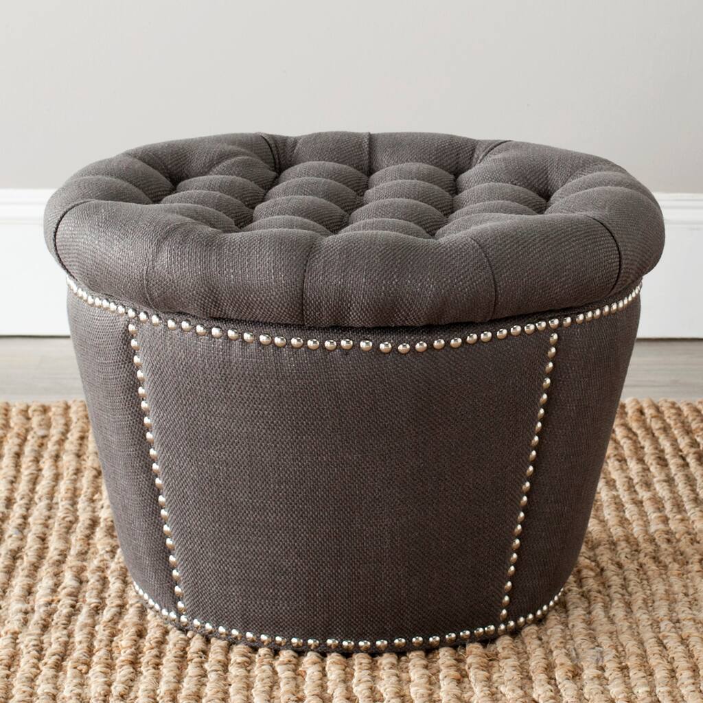 Safavieh Vanessa Charcoal Grey Velvet Storage Ottoman