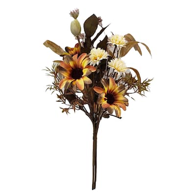 19" Artificial Fall Flower Bush, Set of 2 - 19