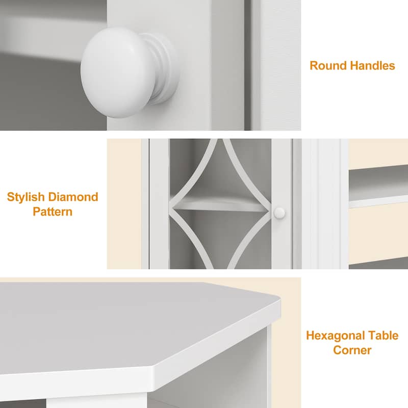 Corner TV Stands for TVs up to 55'', Media Console Table with Adjustable Shelves