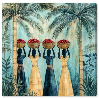Walk Under Palms Canvas by Art Remedy, Gallery Wrapped
