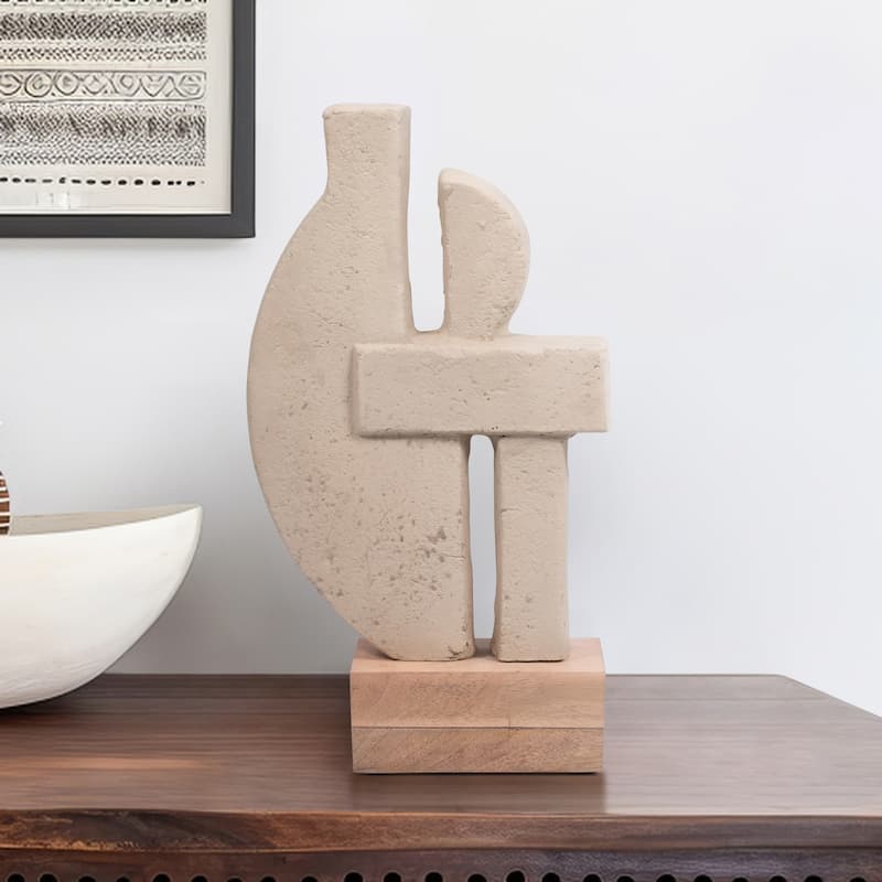 Sagebrook Home Ecomix Table Sculpture - Elegant Mango Wood Base, Transform Your Space with Artistic Flair