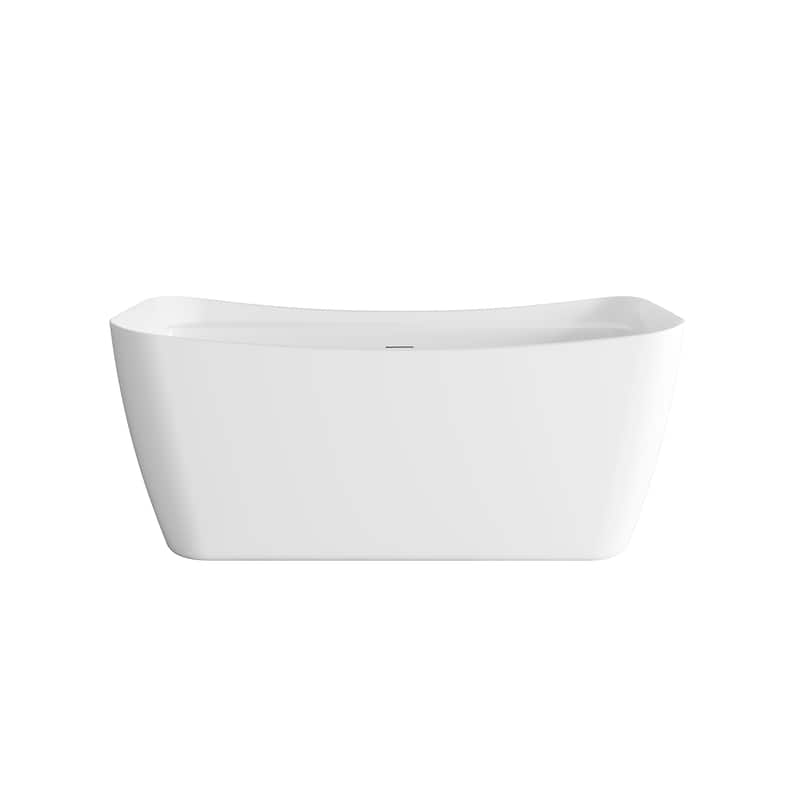 Haley Soaking Bathtub in Glossy White - Glossy White with Brushed Gold Trim - 25"