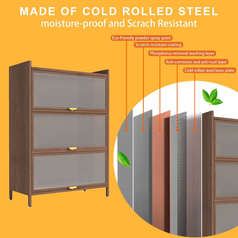 Rossetta 44'' Tall 3-Tier Structure Space-Saving Design Metal Cabinet with Ample Storage Space, Effortless Assembly