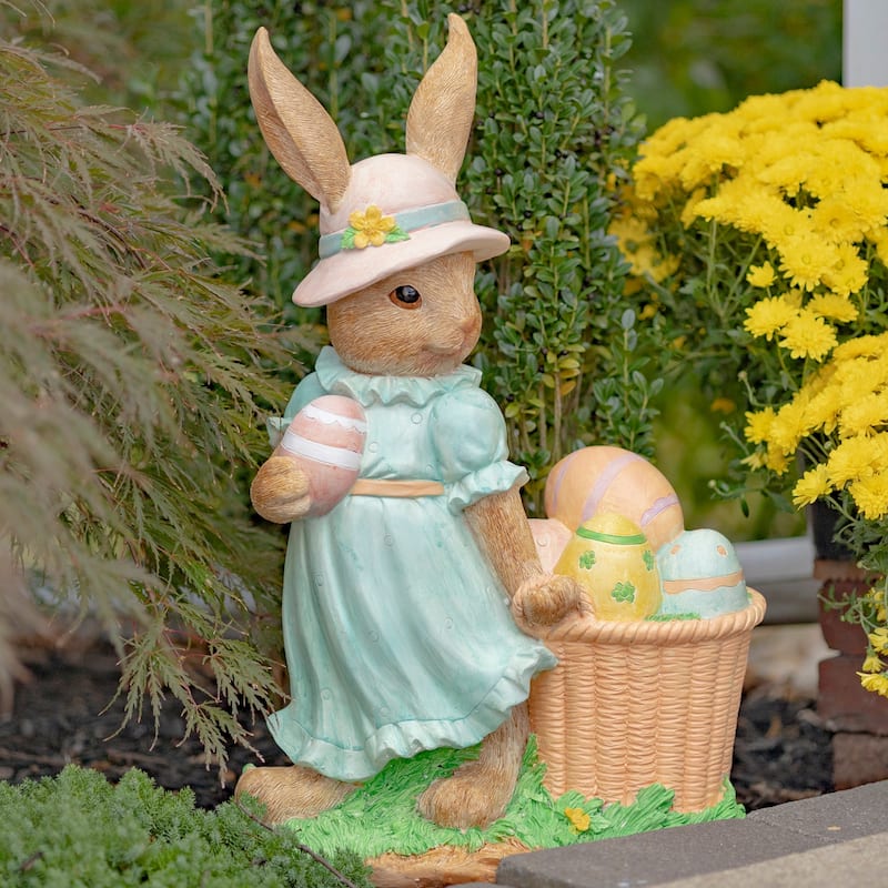 24 Inch Tall Garden Statue with Basket Magnesium