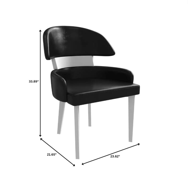 Ethos Leather Dining Chair with Rubberwood Legs Curved Back Accent Chair for Kitchen and Dining Room Set of 2