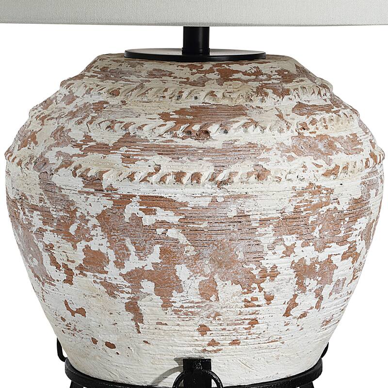 Everren Silis 29.5" Height Table Lamps, Textured Ceramic (Off White And Brown)