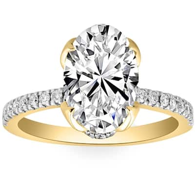 3 1/2Ct Oval Diamond Mia Engagement Ring in White Yellow, or Rose Gold Lab Grown