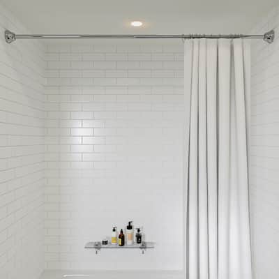 Croydex Stick N Lock Shower Curtain Rod, No-Drill Installation, Extending from 48in-86in, Chrome