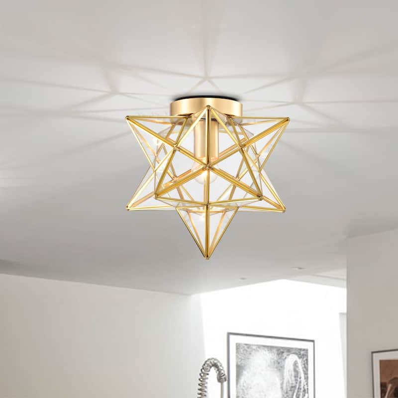 Estrelya Starburst Flushmount Ceiling Lamp with Glass Faces