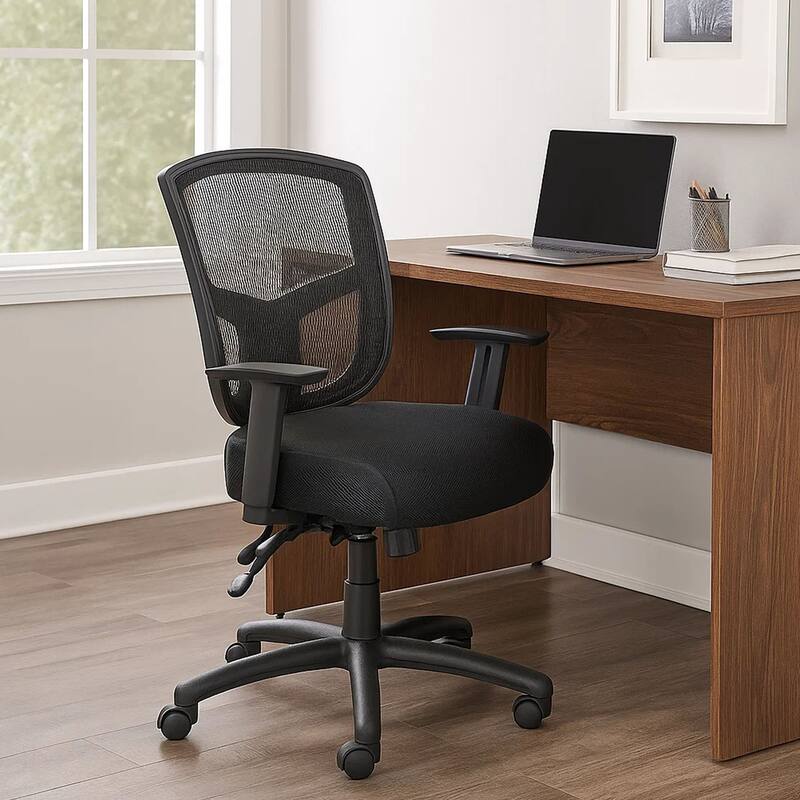 Oyo Swivel Task Chair, Black Mesh, Commercial Multi-Tilt, Caster Wheels