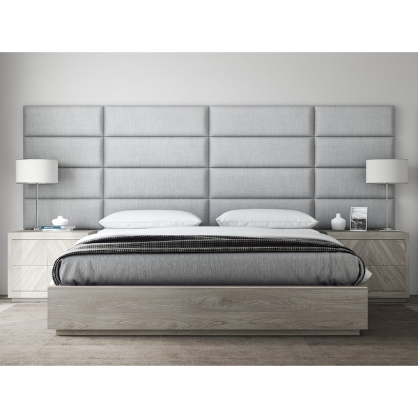 VANT Upholstered Headboards - Accent Wall Panels - Packs Of 4 - Textured Cotton Weave Gray Mist - 39" Wide x 11.5" Height.
