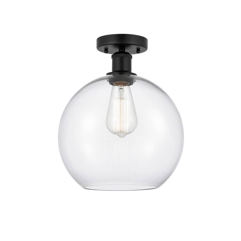 Innovations Lighting Edison Athens - 1 Light 10" Semi-Flush Mount - Clear/Matte Black