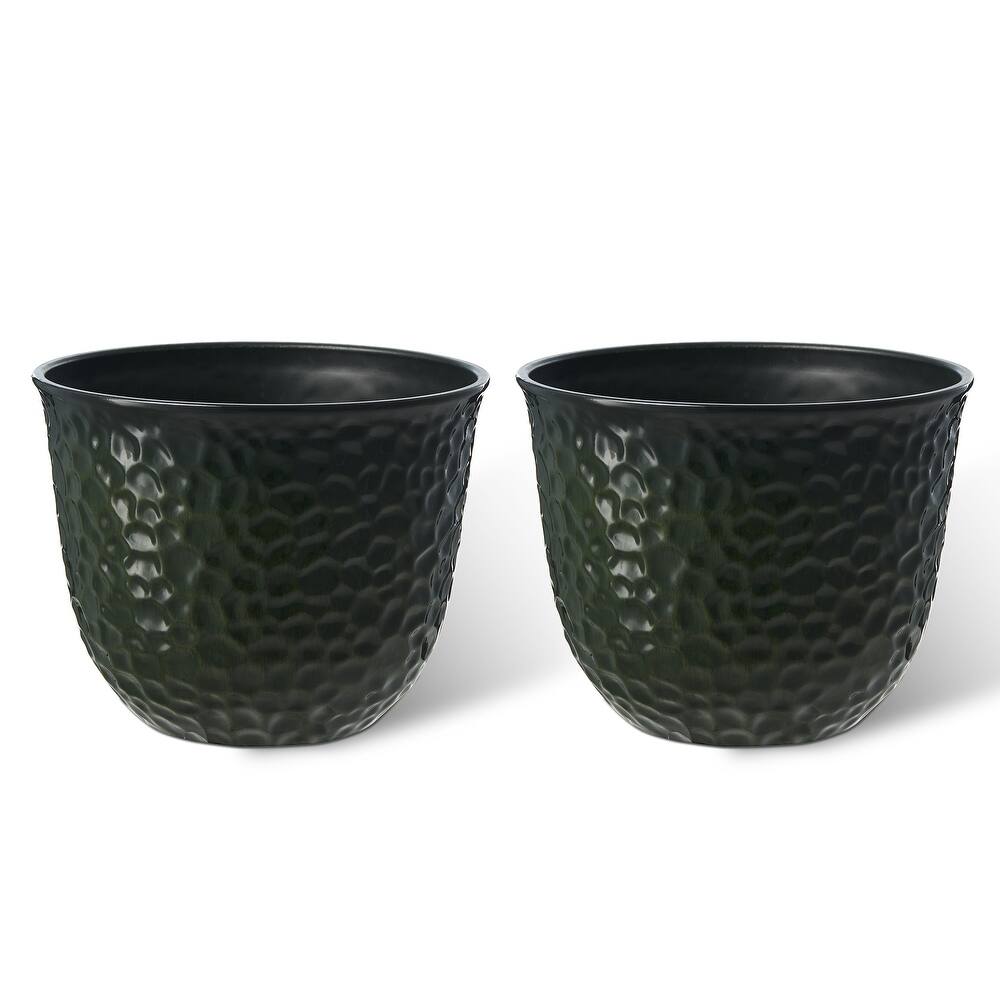 Glitzhome 19.75" H Eco-Friendly Oversized Faux Ceramic Diamond Textured Tall Planter Porch Flowerpot (Set of 2)