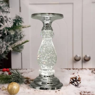Lighted Candle holder with Swirling Glitter - 4.8*4.8*10.28
