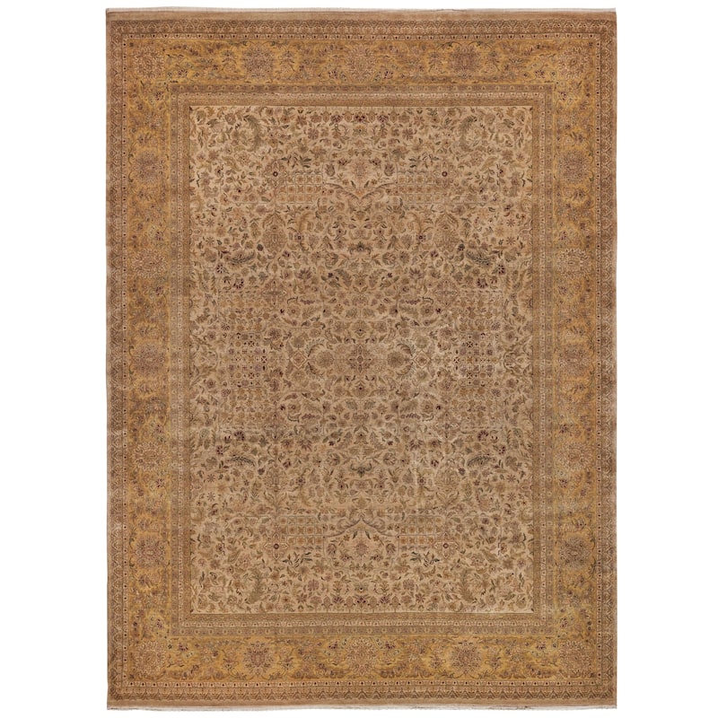 EXQUISITE RUGS ONE-OF-A-KIND Rare And Intricate Agra Hand Knotted Beige Rug - 15'1"x20'7"