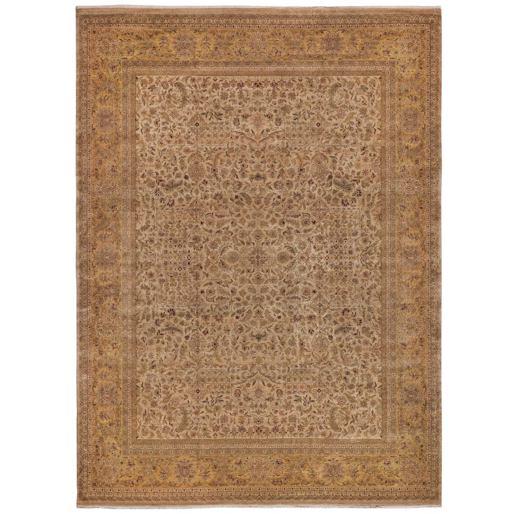 EXQUISITE RUGS ONE-OF-A-KIND Rare And Intricate Agra Hand Knotted Beige Rug - 15'1"x20'7"