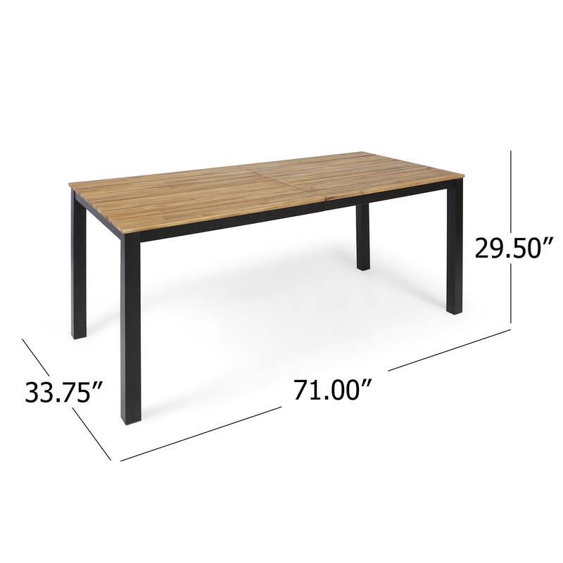5-Piece Dining Table Set, Solid Acacia Wood Table with Iron Legs and 4 Matching Dining Chairs for Kitchen or Dining Room