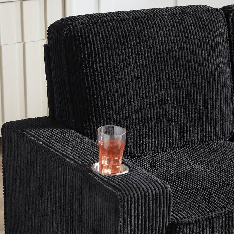 83.86"Corduroy Fabric sofa,Modern Compressed Couch,3-Seater Sofa, Furniture