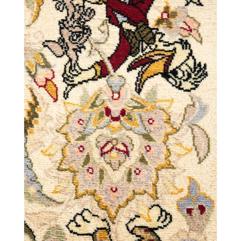 Overton Handknotted Wool Traditional Oriental Ivory Area Rug - 5' x 8'