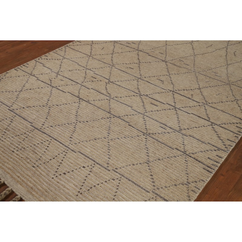 Trellis Moroccan Oriental Area Rug Hand-Knotted Wool Carpet - 5'6" x 8'7"