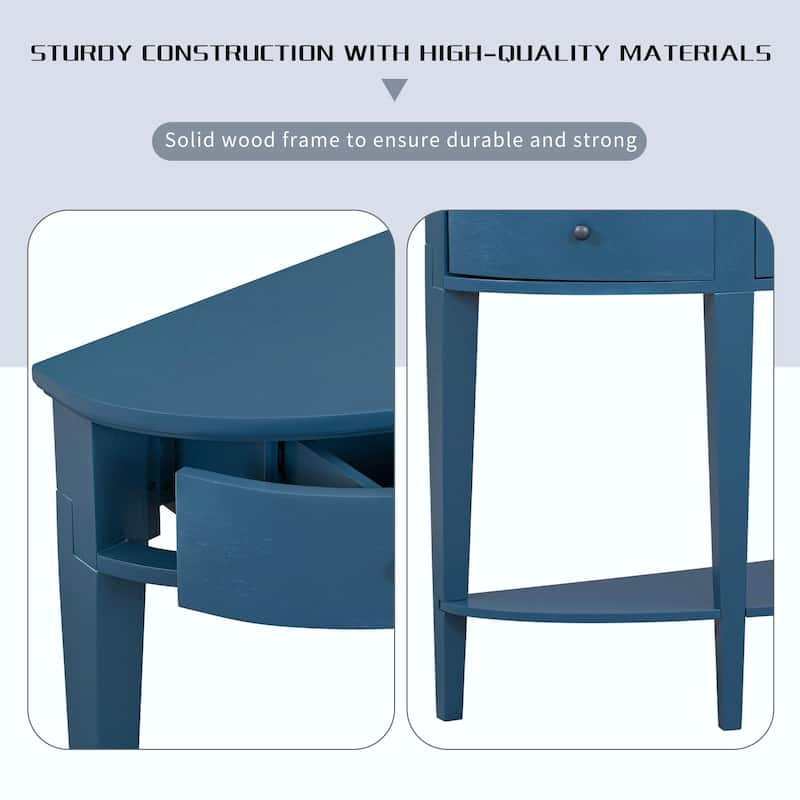 Modern Curved Console Table with 3 Drawers and 1 Shelf