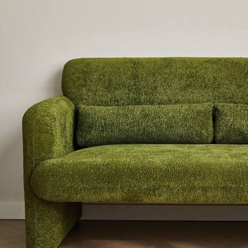 Stylish Velvet 2 Seat Sofa Accent Sofa with Lumbar Pillow, Loveseat Sofa Couch with Wood Frame for Living Room