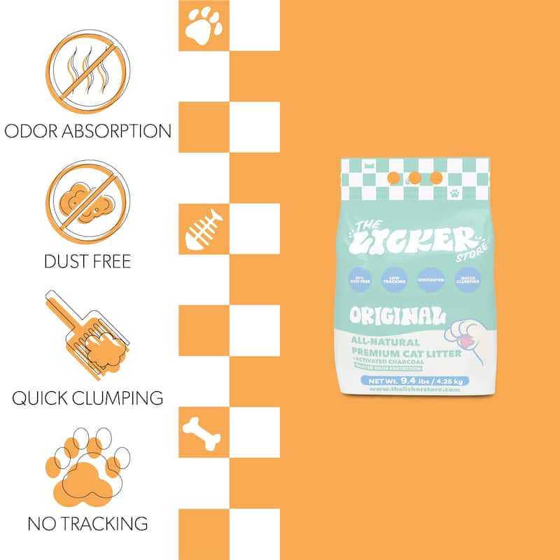 Unscented Premium Clumping Bentonite Clay Cat Litter w/Activated Charcoal