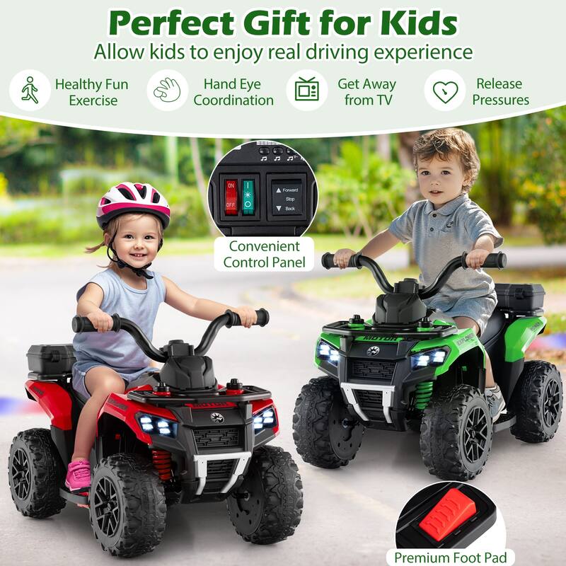6V Kids Ride On ATV with Spray Function and Storage Box with Music - 27" x 16" x 17" (L x W x H)