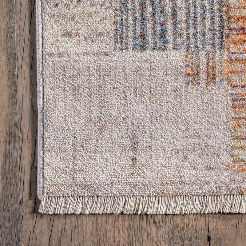 Nuloom Mindy Faded Contemporary Tiles Fringe Area Rug
