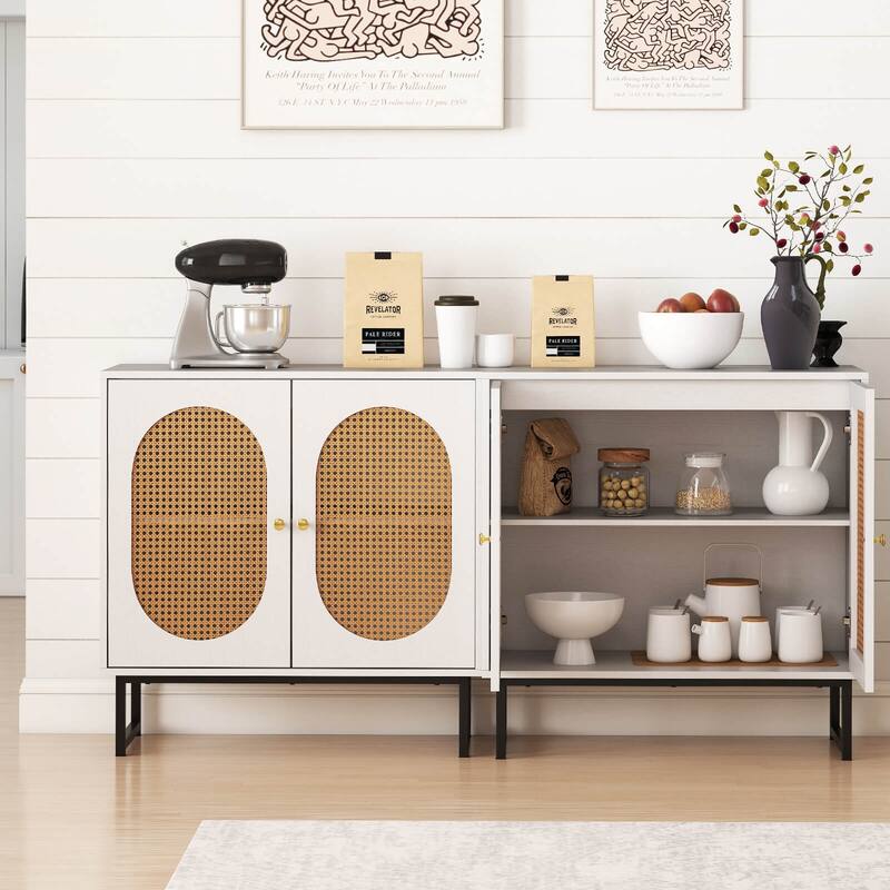 Costway Buffet Cabinet with 2 Doors Adjustable Shelf Metal Legs Accent - See Details