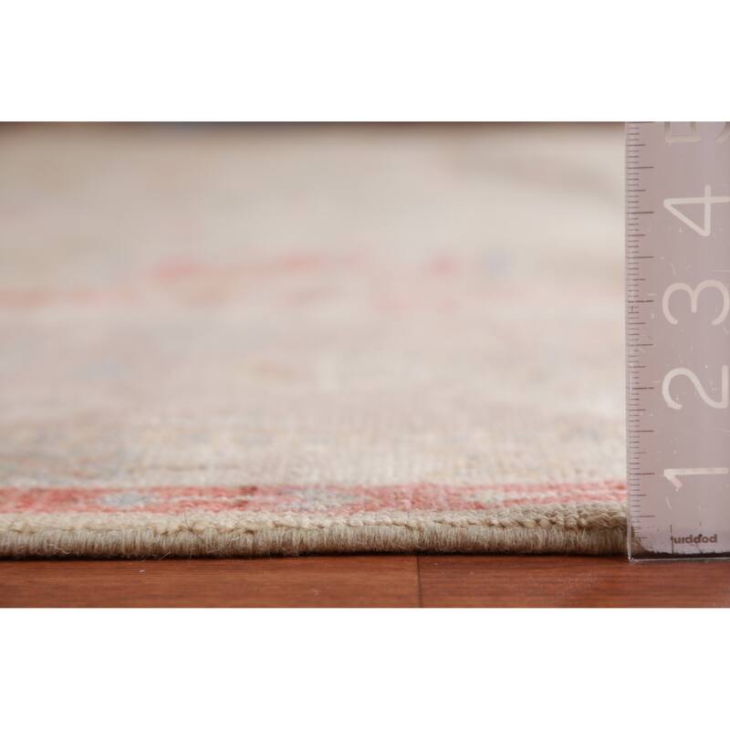 Hand Knotted Oriental 100% Wool Carpet Transitional All-Over Green Oushak Area Rug - 14' 10'' X 9' 11''