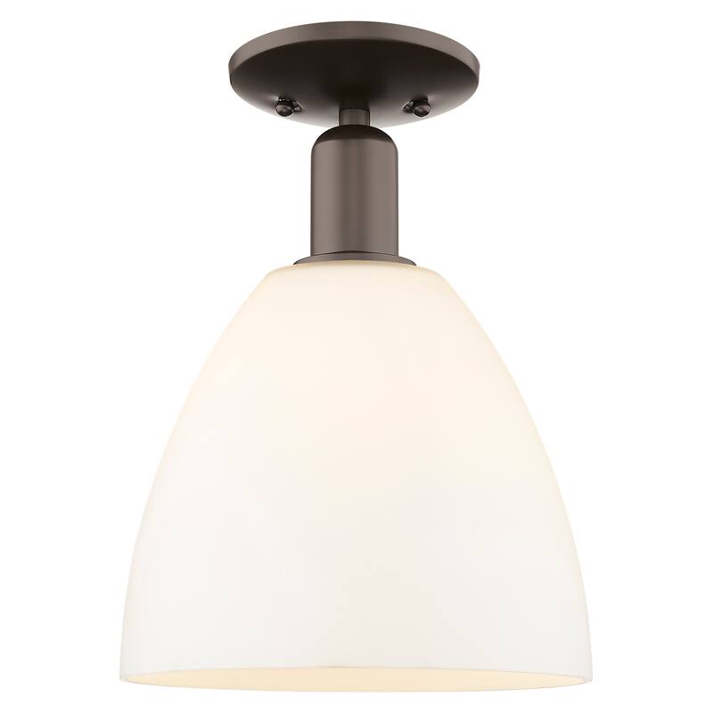 Innovations Lighting Endless Possibilities Arcadia - Bristol - 1 Light 9" Semi-Flush Mount - Oil Rubbed Bronze/Matte White