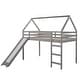 preview thumbnail 10 of 27, Modern Twin Size Wood Loft House Kids Bed with Slide,Guardrails