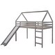 preview thumbnail 10 of 13, Stylish and Playful Design Wood Loft Bed with Slide, Ladder and Roof, Twin size