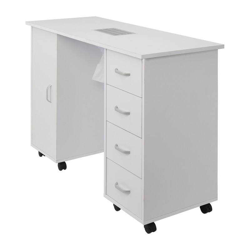 4 Removable Drawers Professional Nail Table with Fan White