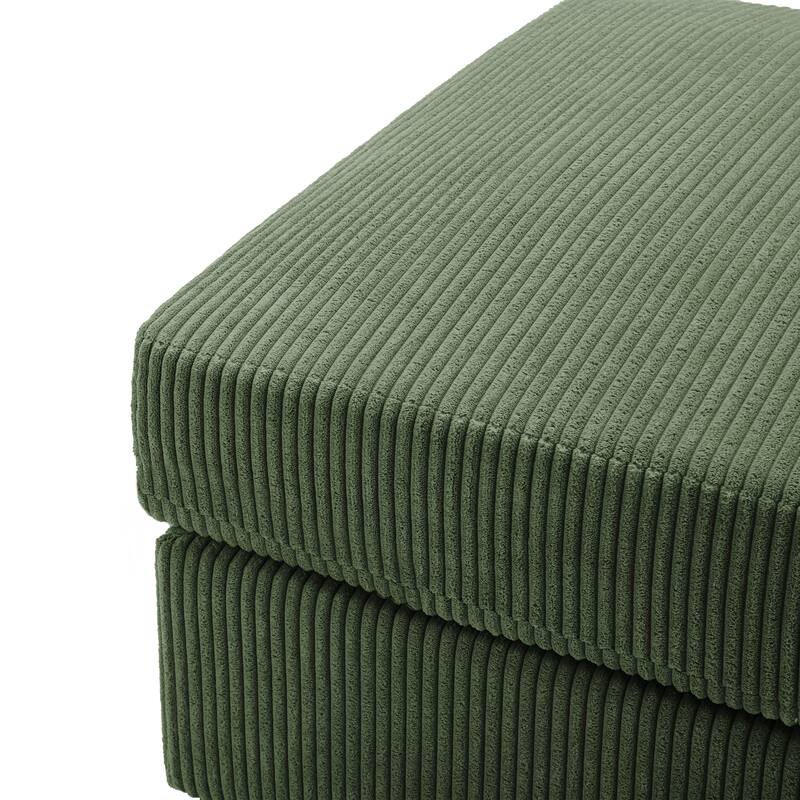 Modern Rectangle Oversized Stripe Corduroy Ottoman