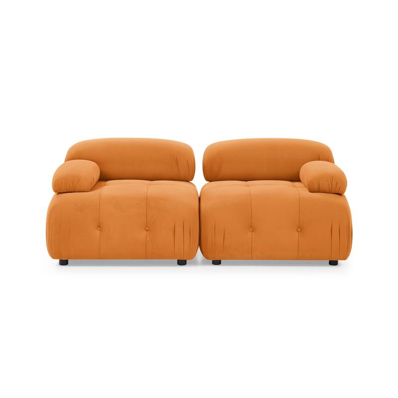 Orange 93'' L-Shaped 4-Seater Modular Sofa with Reversible Ottoman and Sturdy Frame