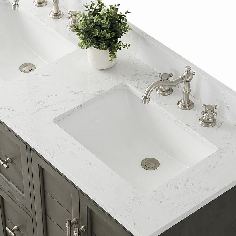 Vanity Art 54" Double Sink Bathroom Vanity with Top & Backsplash