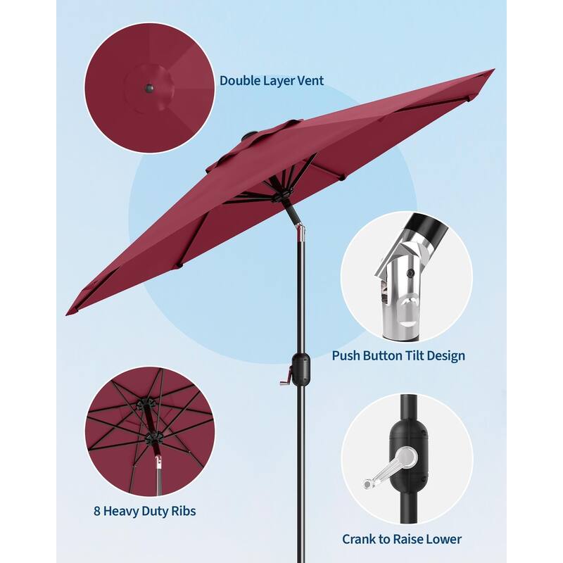 Coromose 9FT Outdoor Patio Umbrella, 8 Sturdy Ribs, for Garden, Poolside, Deck