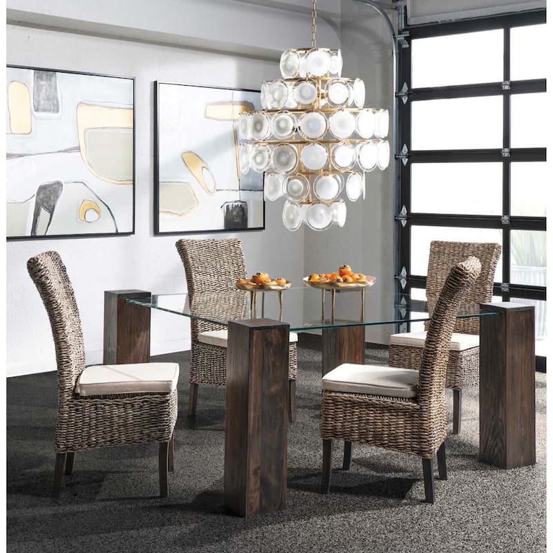 Harp & Fininal Reagan Natural Woven Banana Leaf Dining Chair with Deep Cream Pad