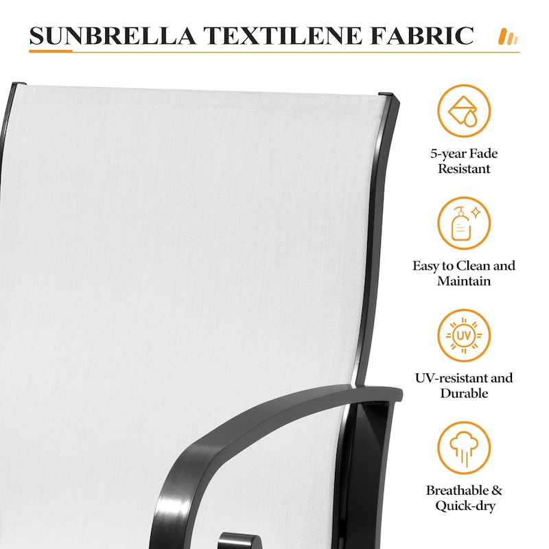 Outdoor Patio Swivel Dining Chairs with Sunbrella Textilene Mesh Fabric