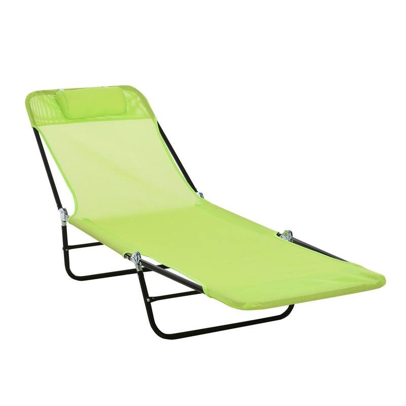 Sunbed Folding Recliner with Headrest - Green