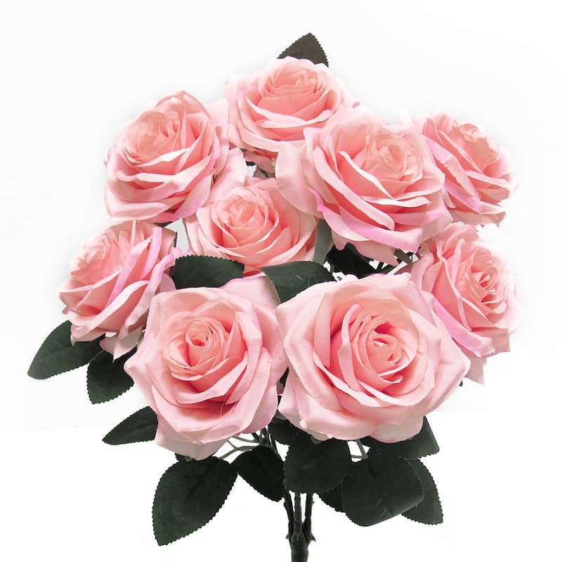 Set of 2 Artificial Queen Rose Flower Stem Bush Bouquet 18in