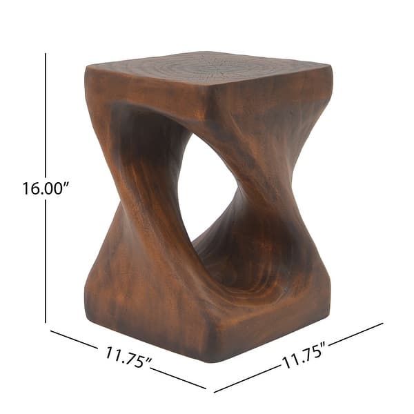 dimension image slide 3 of 8, Christopher Knight Home - Aurelian Quenby MGO Lightweight Concrete Twist End Table with Wood-Grain Texture
