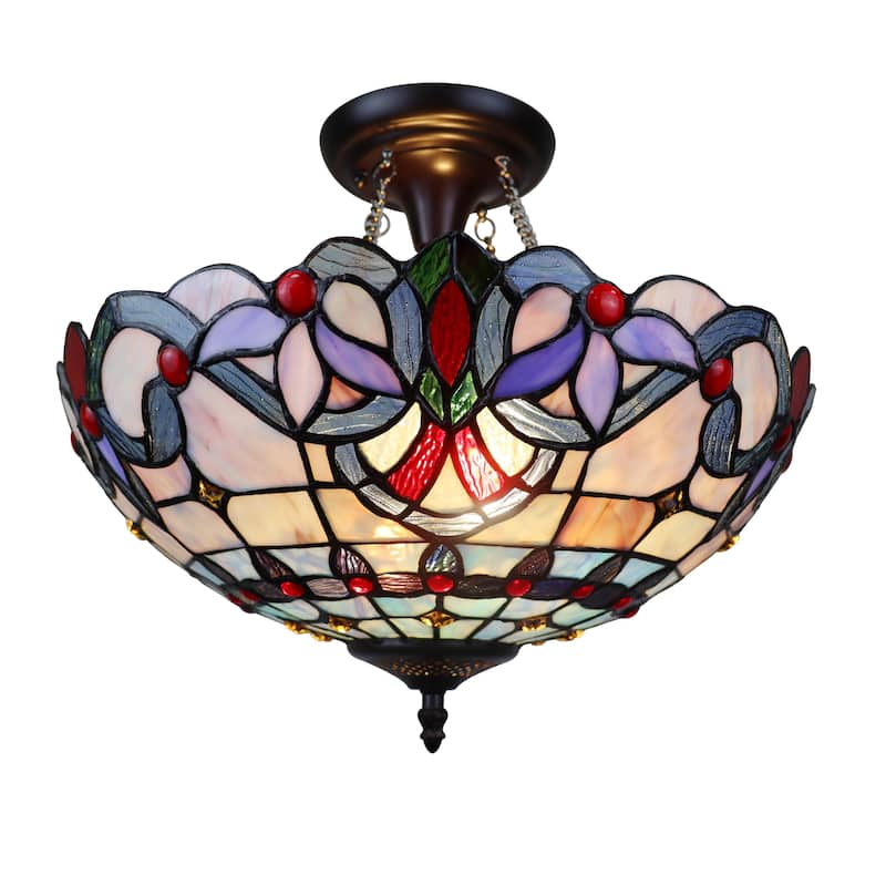 Victorian Design 2-light Dark Bronze Semi-Flush Mount Fixture
