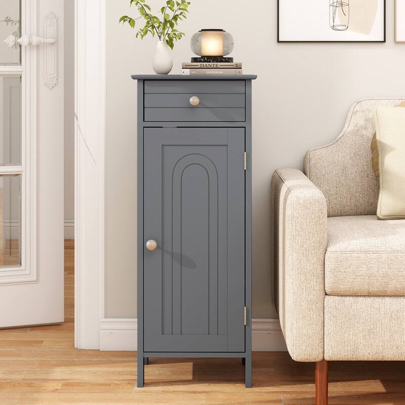 Costway Bathroom Floor Cabinet Storage Organizer Free-Standing with - See details