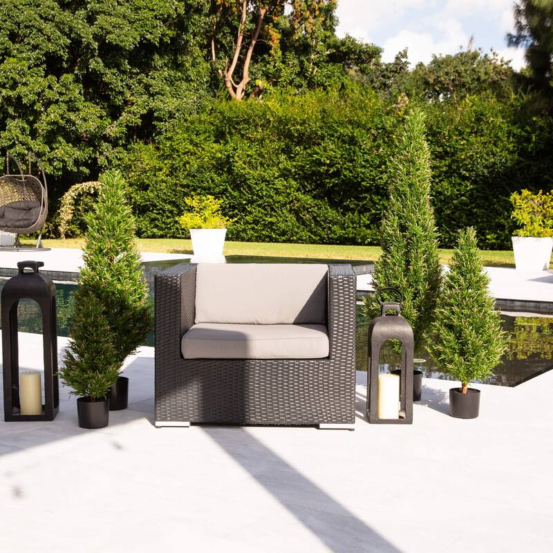 Rosemary Cone Topiary Artificial Potted Tree - 4'