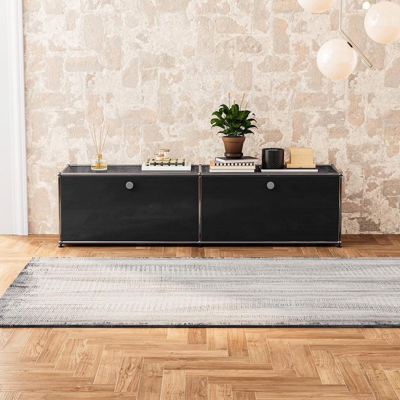 TV Stand Storage File Cabinet Organizer with Stainless Metal