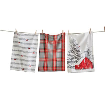 Winter Sketches Dishtowel Set Of 3 Dish Cloth For Drying Dishes And Cooking
